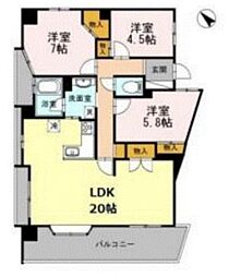カスタリア阿倍野 8階3LDKの間取り