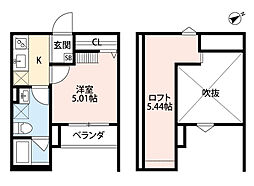 リジョルテ堺 2階1Kの間取り