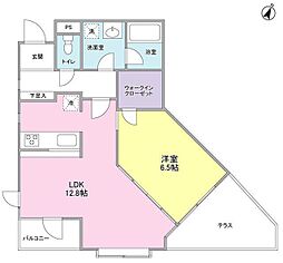 21゜de南平台 1LDKの間取図画像