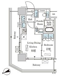 パークアクシス大塚ステーションゲートタワー 1LDKの間取図画像
