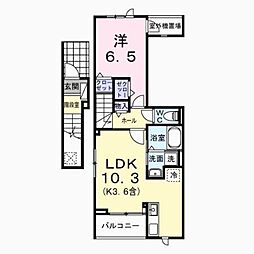 花水木 1LDKの間取図画像