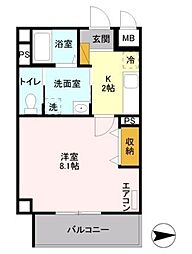 スフィア 5階1Kの間取り