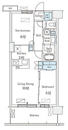 スカイグランデ津田沼 2階1SLDKの間取り