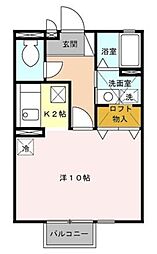 メゾンクオ 2階1Kの間取り