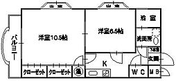 グリーンヒル赤司2 2Kの間取図画像