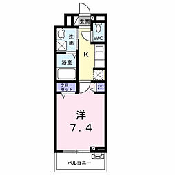 センスフィオーレ 1Kの間取図画像
