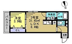 As Crest 1階1LDKの間取り