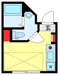 HJPLACESASAZUKA ワンルームの間取図画像