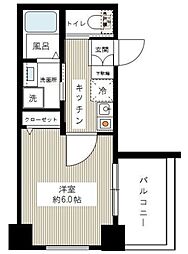ルクシェール武蔵新田 2階1Kの間取り