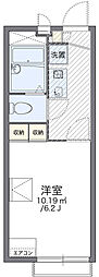 レオパレスアルファード 2階1Kの間取り
