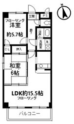 フローラ浦和 2LDKの間取図画像
