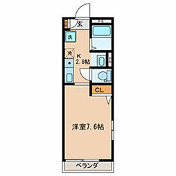 カーサベルデ 1Kの間取図画像
