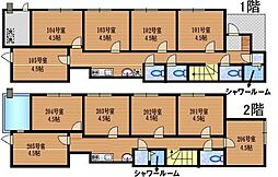 クロスホーム西大泉III 2階ワンルームの間取り