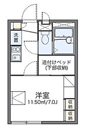 レオパレスコーポリッチII 2階1Kの間取り