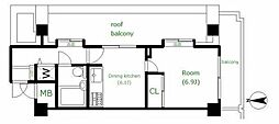 ムサシノコート浅草橋 1DKの間取図画像