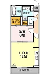AROUSE 2階1LDKの間取り