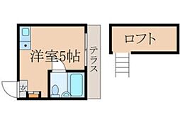 富士野方ハイツ ワンルームの間取図画像