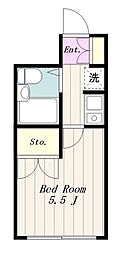 フラット相模 1Kの間取図画像