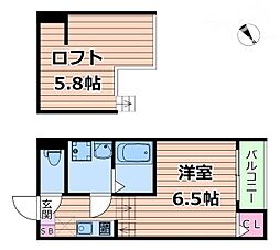 ハーモニーテラス大桐3 1Kの間取図画像