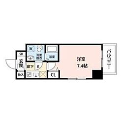 神戸高速東西線 花隈駅 徒歩3分の賃貸マンション 4階1Kの間取り