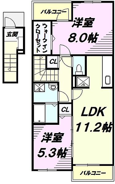 東京都西多摩郡日の出町大字平井(賃貸アパート2LDK・2階・60.14㎡)の写真 その2