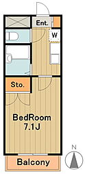 ヒルズL・R 1Kの間取図画像