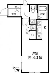 Branche大森山王 1Kの間取図画像