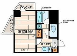 Excellia馬込 2階1Kの間取り