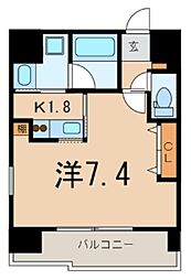 東京メトロ千代田線 乃木坂駅 徒歩9分の賃貸マンション 3階1Kの間取り