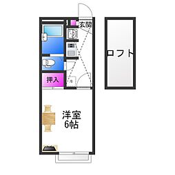レオパレスササ 1Kの間取図画像