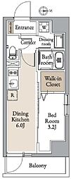 グランカーサ住吉II 1DKの間取図画像