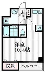 森下ヒルズ 4階ワンルームの間取り