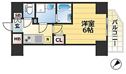 セオリー神戸ウエストゲート 15階1Kの間取り