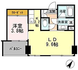 パークフラッツ新宿イーストサイド 1LDKの間取図画像