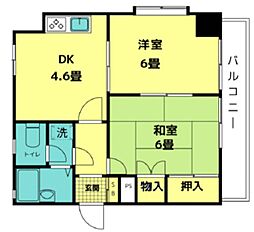 ルネ松戸馬橋 2DKの間取図画像