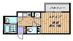 リヴテラス立川 2階1Kの間取り
