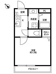 アンプルールフェール上永谷 1Kの間取図画像