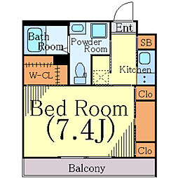 リブリ・武蔵小杉 3階1Kの間取り