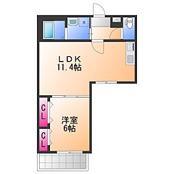 JR阪和線 東貝塚駅 徒歩2分の賃貸アパート 2階1LDKの間取り