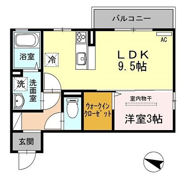 フルレット 203｜新潟県新潟市西区小新１丁目(賃貸アパート1LDK・2階・34.76㎡)の写真 その2