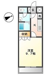 ハイツコスモス 1階1Kの間取り