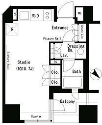 パークアクシス溜池山王 ワンルームの間取図画像
