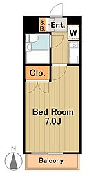 京王相模原線 京王永山駅 徒歩9分の賃貸マンション 3階1Kの間取り
