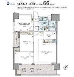 ラグゼナ流山おおたかの森 2LDKの間取図画像