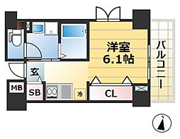 アベニューKOBE山本通り 1Kの間取図画像