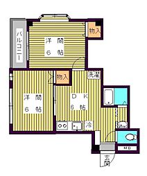 メジテラーネ薬院 2DKの間取図画像