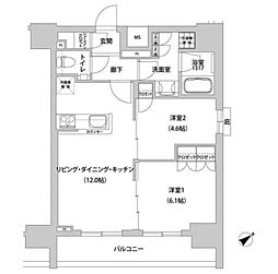 メトロステージウエノ 2LDKの間取図画像
