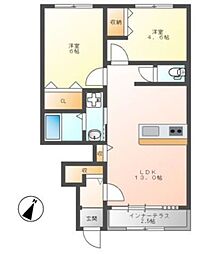サニーコート3 2LDKの間取図画像
