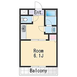 パイン　フィールド 1階1Kの間取り