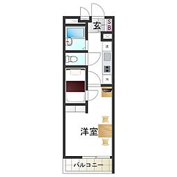 レオパレスネスト中百舌鳥II 2階1Kの間取り